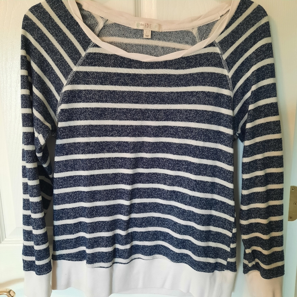 Navy & White Stripped Sweatshirt